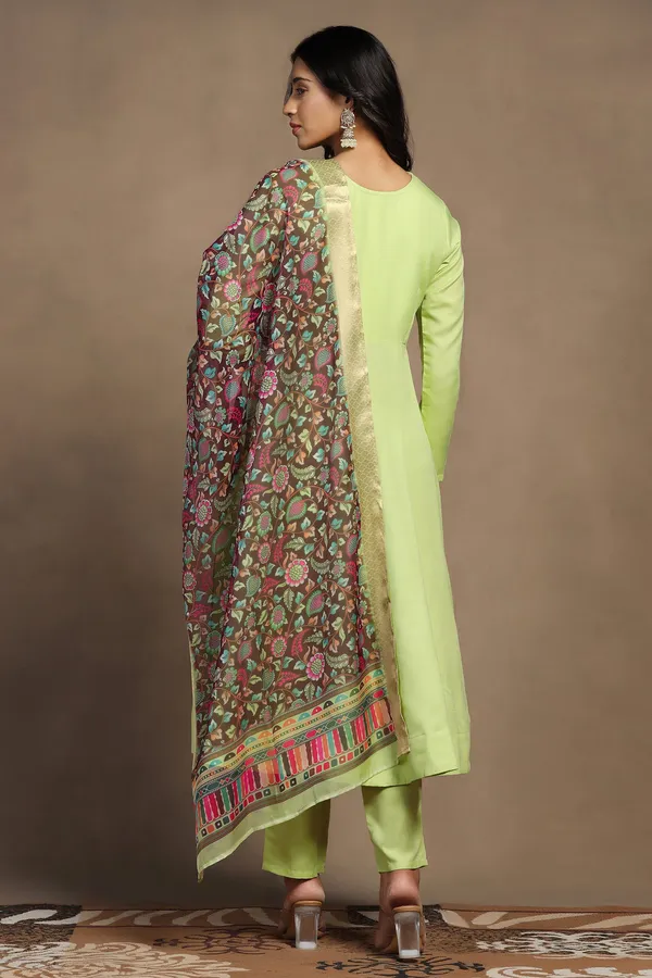Pista_Cotton_Blend_A_Line_Emboidered_Kurta_And_Pant_With_Dupatta_Set
