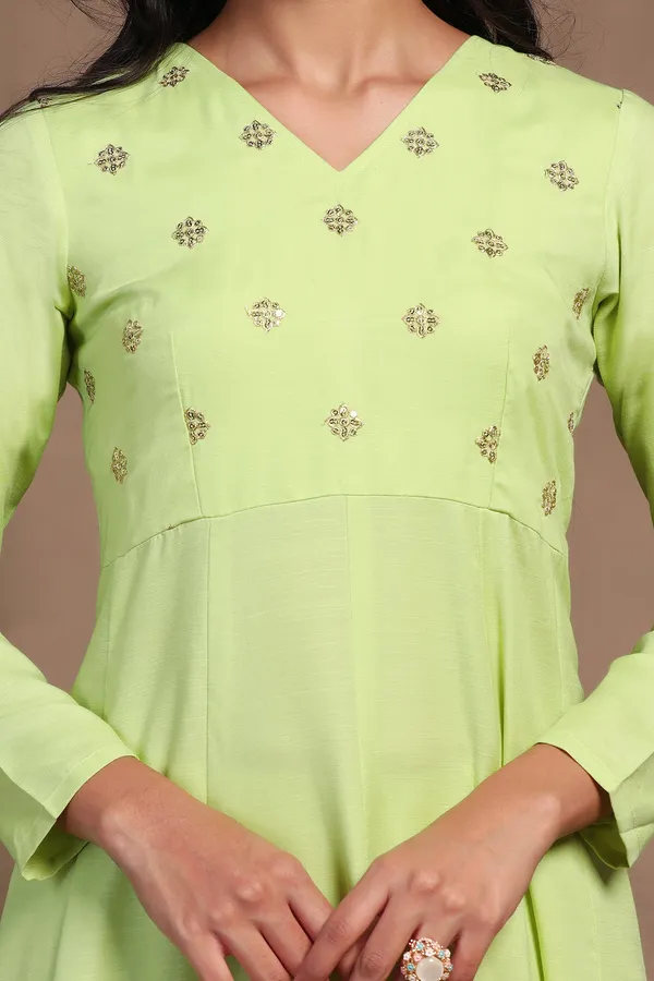 Pista_Cotton_Blend_A_Line_Emboidered_Kurta_And_Pant_With_Dupatta_Set
