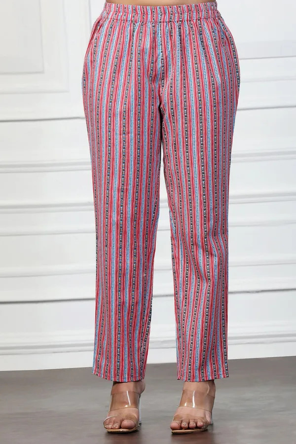 Red_Cotton_Floral_Printed_Calf_Length_Kurta_With_Pant_Set