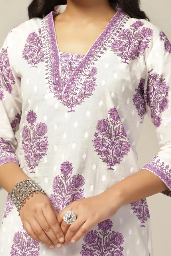 White_Cotton_All-Over_Printed_Calf_Length_Kurta_And_Pant_With_Dupatta_Set