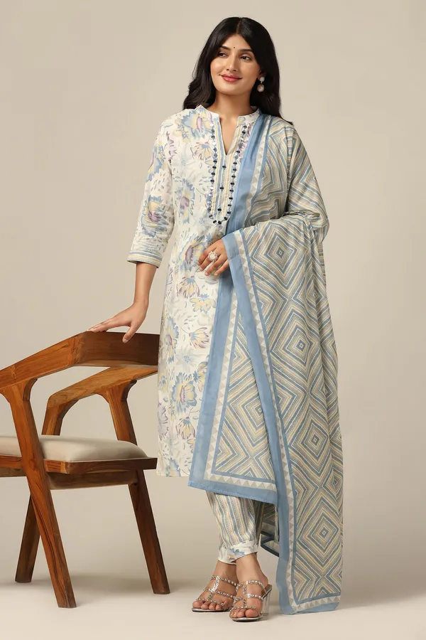 Off_White_Cotton_All-Over_Printed_Calf_Length_Kurta_And_Pant_With_Dupatta_Set