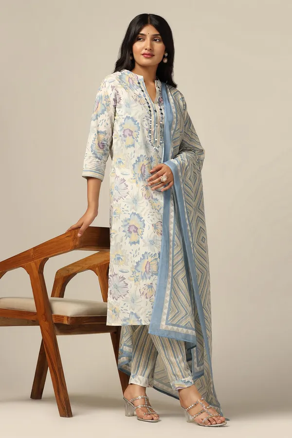 Off_White_Cotton_All-Over_Printed_Calf_Length_Kurta_And_Pant_With_Dupatta_Set
