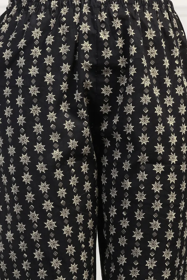 Black_Cotton_All-Over_Printed_Calf_Length_Kurta_And_Pant_With_Dupatta_Set