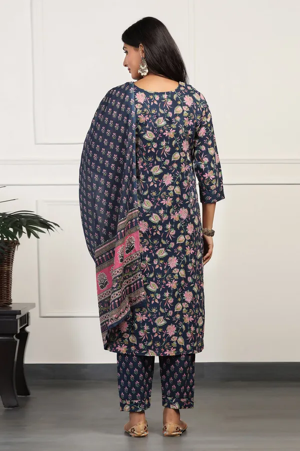 Blue_Cotton_All-Over_Printed_Calf_Length_Kurta_And_Pant_With_Dupatta_Set