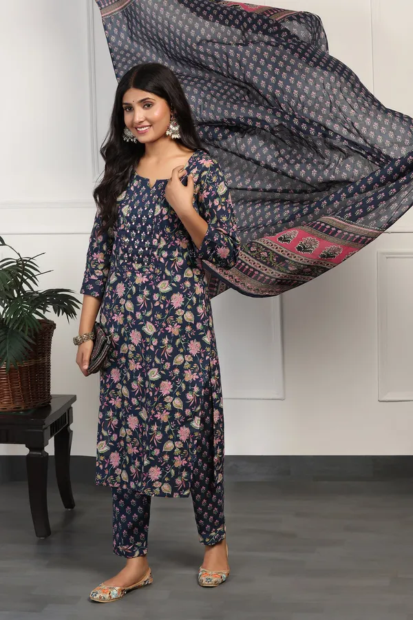Blue_Cotton_All-Over_Printed_Calf_Length_Kurta_And_Pant_With_Dupatta_Set