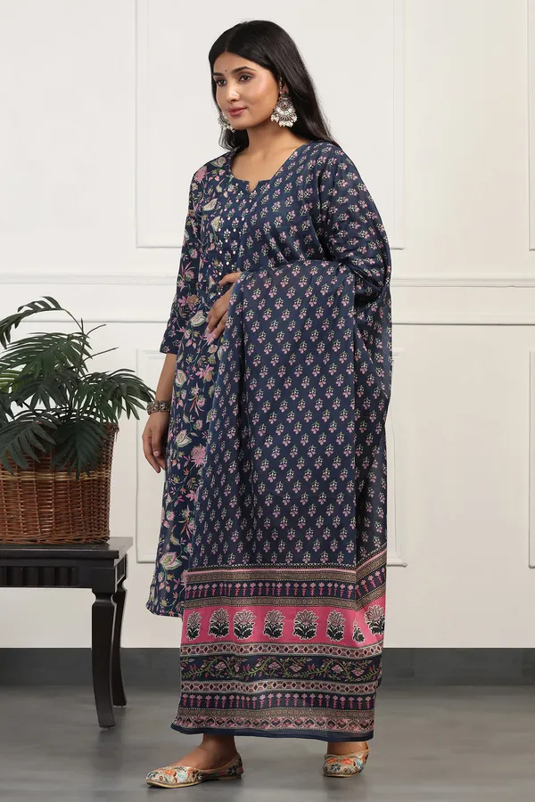Blue_Cotton_All-Over_Printed_Calf_Length_Kurta_And_Pant_With_Dupatta_Set