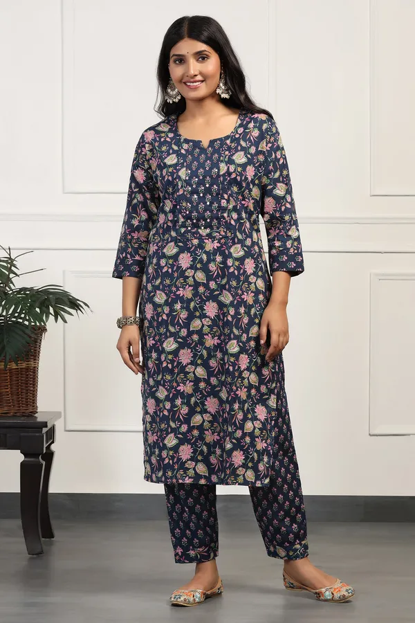 Blue_Cotton_All-Over_Printed_Calf_Length_Kurta_And_Pant_With_Dupatta_Set