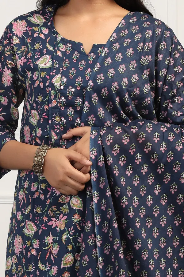 Blue_Cotton_All-Over_Printed_Calf_Length_Kurta_And_Pant_With_Dupatta_Set