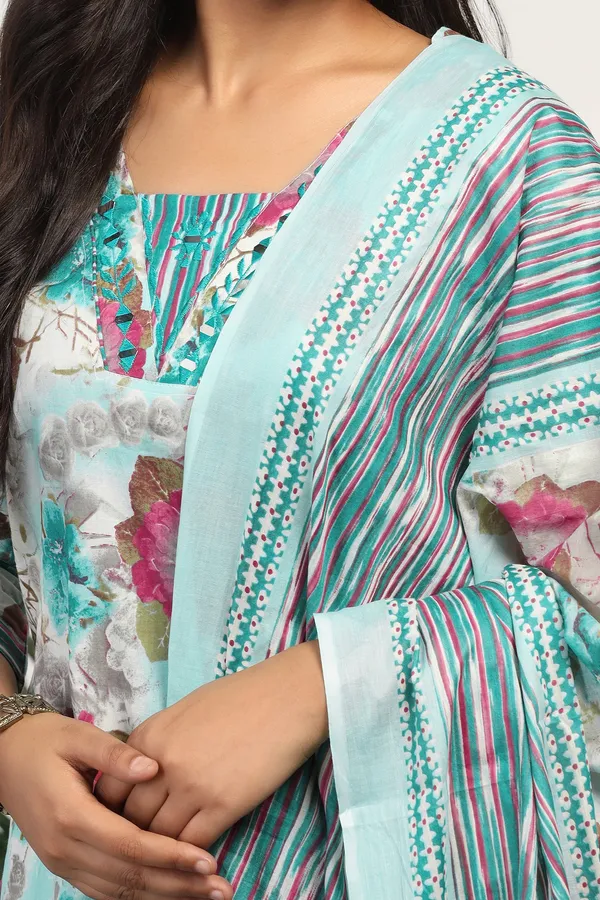 Sea_Green_Cotton_All-Over_Printed_Calf_Length_Kurta_And_Pant_With_Dupatta_Set