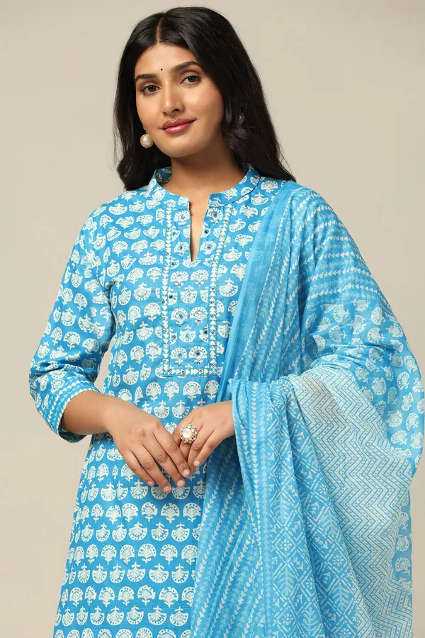 Blue_Cotton_All-Over_Printed_Calf_Length_Kurta_And_Pant_With_Dupatta_Set