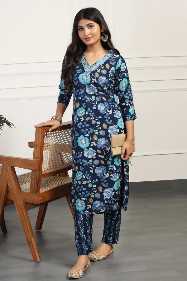 Blue_Cotton_All-Over_Printed_Calf_Length_Kurta_With_Pant_Set