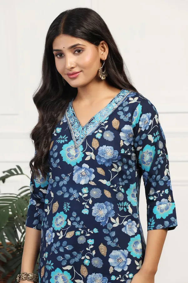 Blue_Cotton_All-Over_Printed_Calf_Length_Kurta_With_Pant_Set