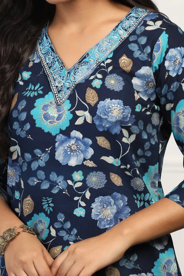 Blue_Cotton_All-Over_Printed_Calf_Length_Kurta_With_Pant_Set