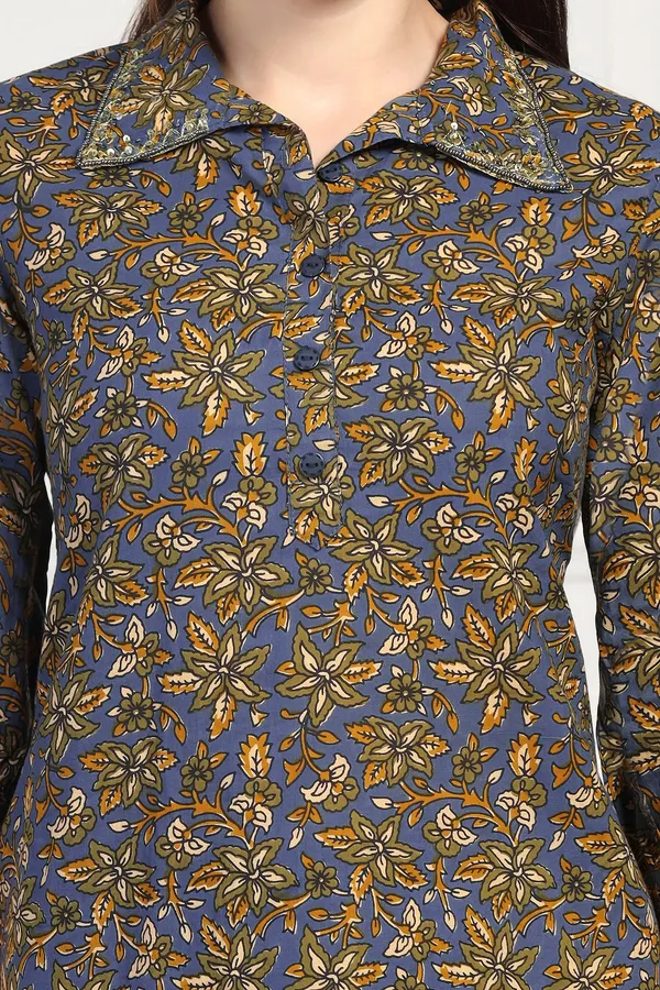Grey_Cotton_All-Over_Printed_Calf_Length_Kurta_With_Pant_Set