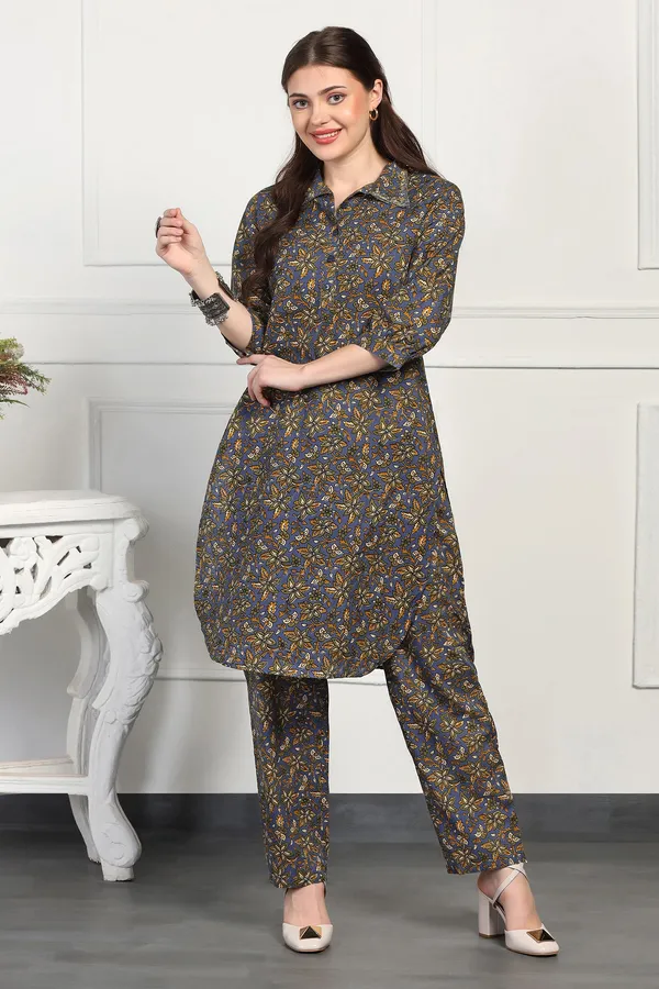 Grey_Cotton_All-Over_Printed_Calf_Length_Kurta_With_Pant_Set