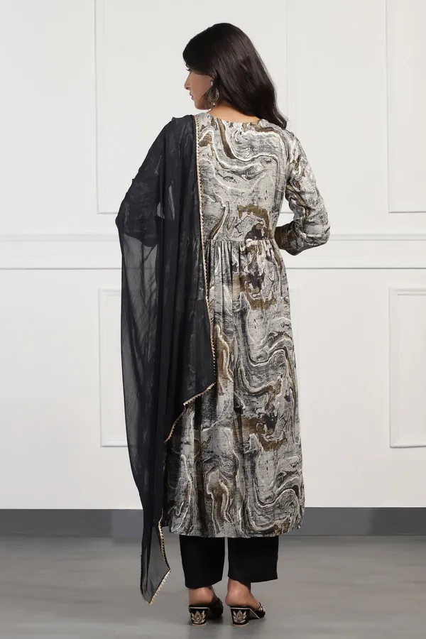 Black_Cotton_Abstract_Printed_Calf_Length_Kurta_And_Pant_With_Dupatta_Set