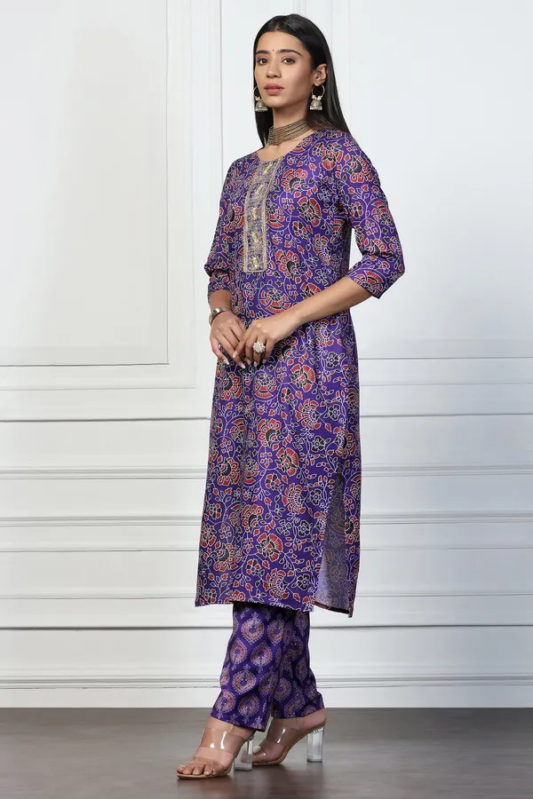 Violet_Rayon_Slub_Regular_Floral_Printed_Kurta_With_Pant_Set