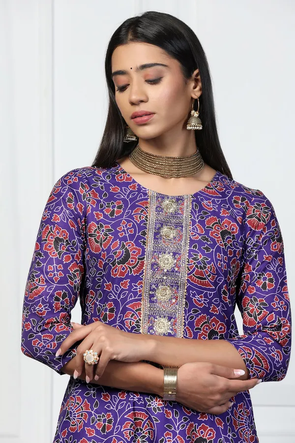 Violet_Rayon_Slub_Regular_Floral_Printed_Kurta_With_Pant_Set