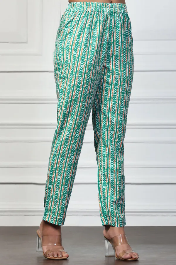 Sea_Green_Rayon_Slub_Floral_Printed_Calf_Length_Kurta_With_Salwar_Set_For_Women