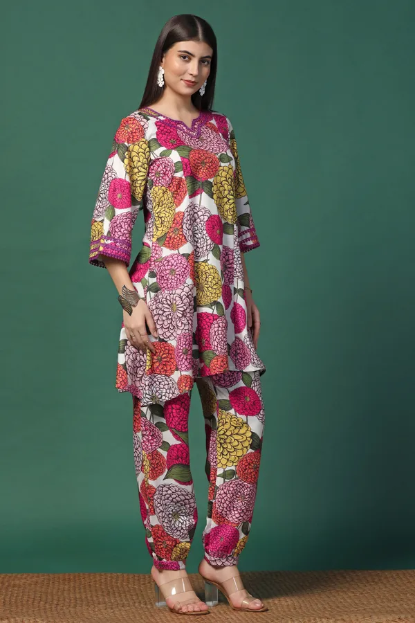 Multicolor_Cotton_Slub_Ankle_Length_Kurta_Pant_Suit_Set