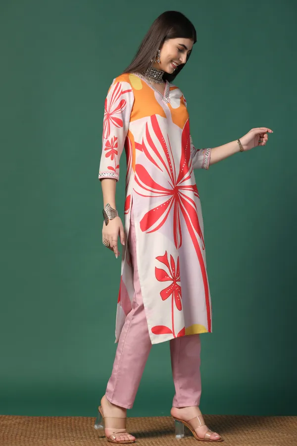Multicolor_Cotton_Blend_Ankle_Length_Kurta_Pant_Suit_Set