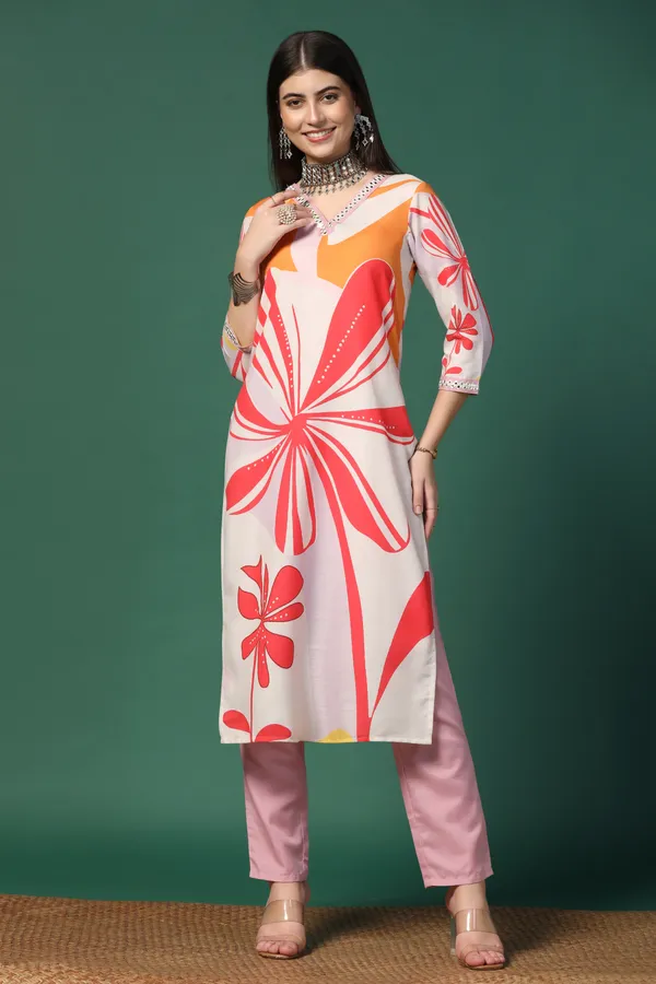 Multicolor_Cotton_Blend_Ankle_Length_Kurta_Pant_Suit_Set