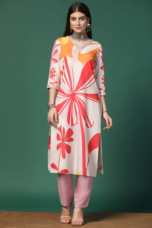 Multicolor_Cotton_Blend_Ankle_Length_Kurta_Pant_Suit_Set