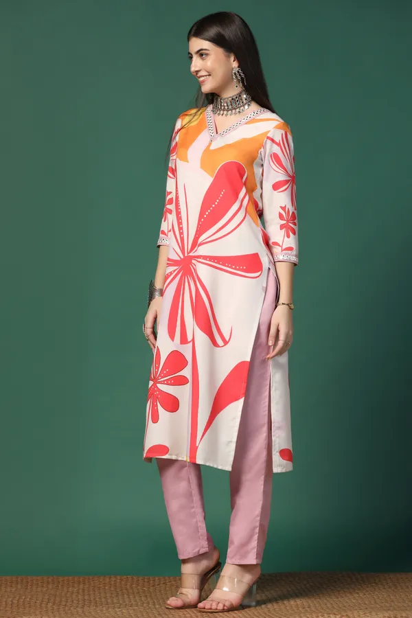 Multicolor_Cotton_Blend_Ankle_Length_Kurta_Pant_Suit_Set