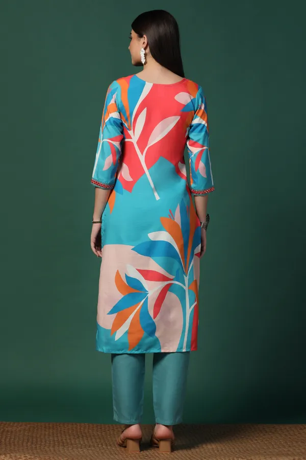 Multicolor_Cotton_Blend_Ankle_Length_Kurta_Pant_Suit_Set