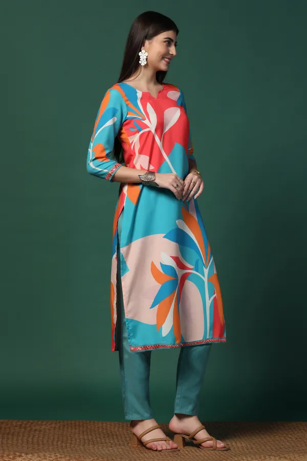 Multicolor_Cotton_Blend_Ankle_Length_Kurta_Pant_Suit_Set