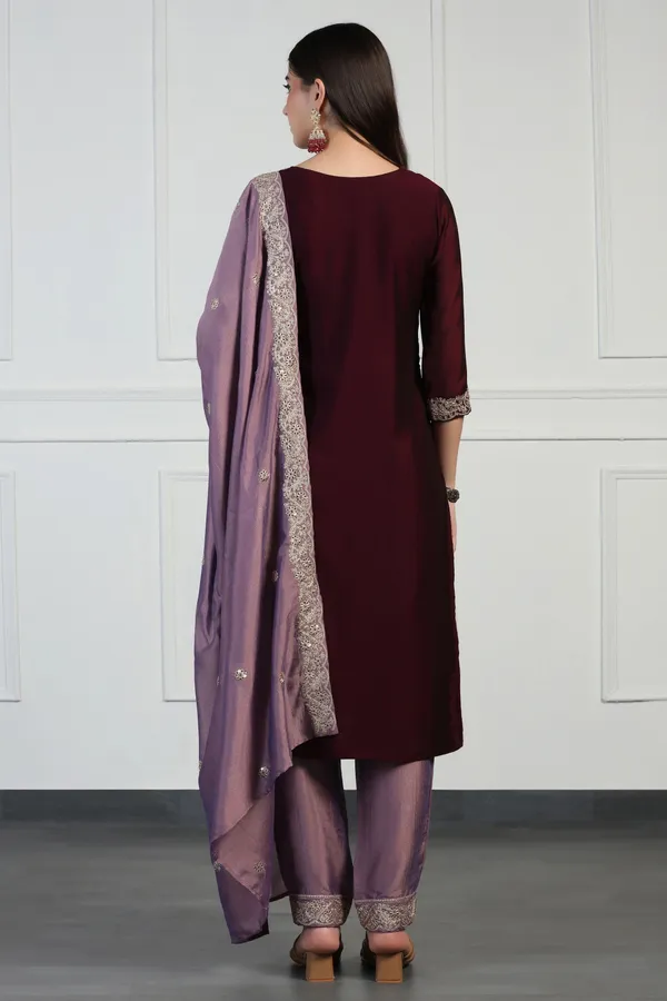 Violet_Silk_Blend_Ankle_Length_Kurta_Pant_Suit_Set