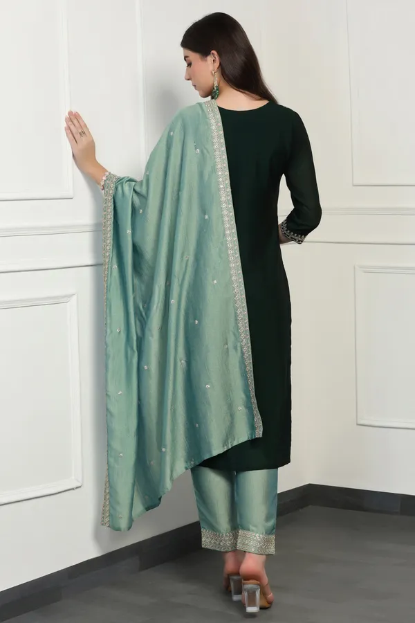 Green_Silk_Blend_Ankle_Length_Kurta_Pant_Suit_Set