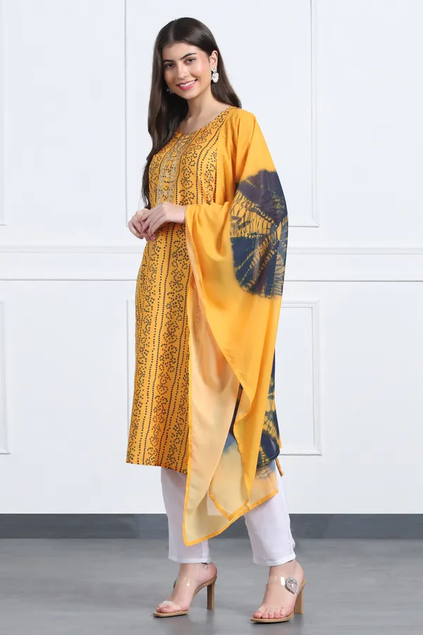 Yellow_Muslin_Ankle_Length_Kurta_Pant_Suit_Set