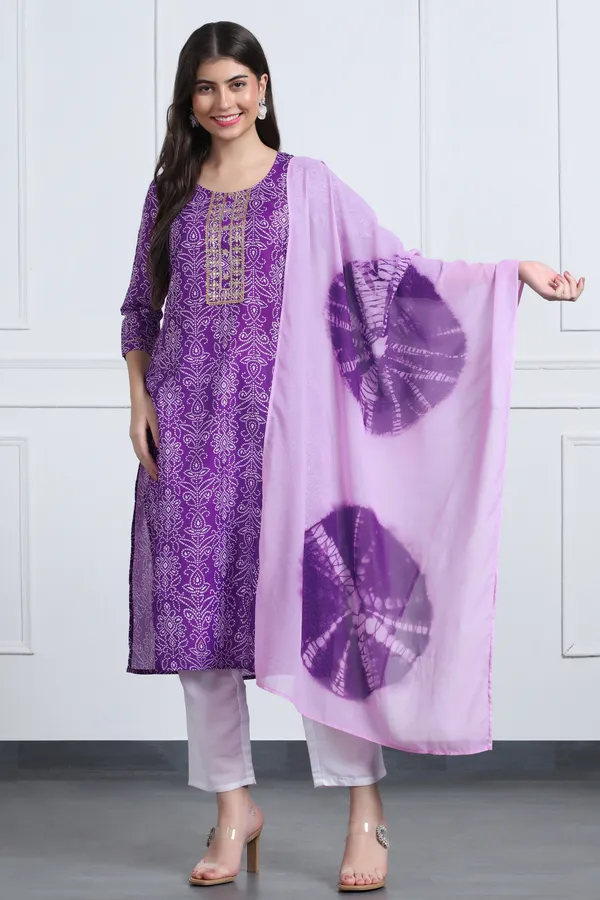Purple_Muslin_Ankle_Length_Kurta_Pant_Suit_Set