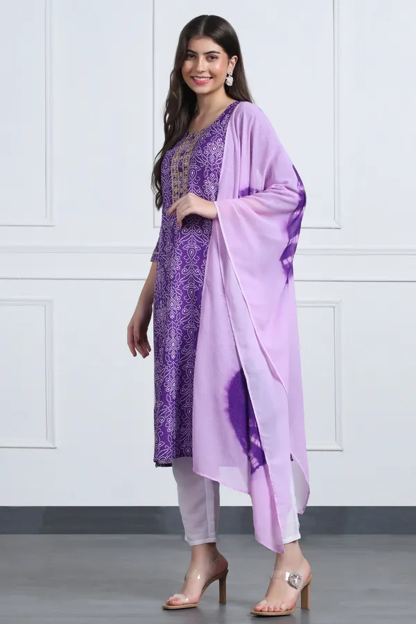 Purple_Muslin_Ankle_Length_Kurta_Pant_Suit_Set