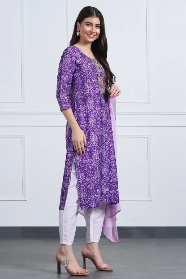 Purple_Muslin_Ankle_Length_Kurta_Pant_Suit_Set