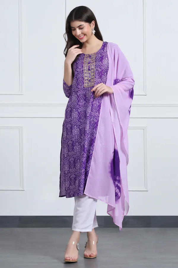 Purple_Muslin_Ankle_Length_Kurta_Pant_Suit_Set