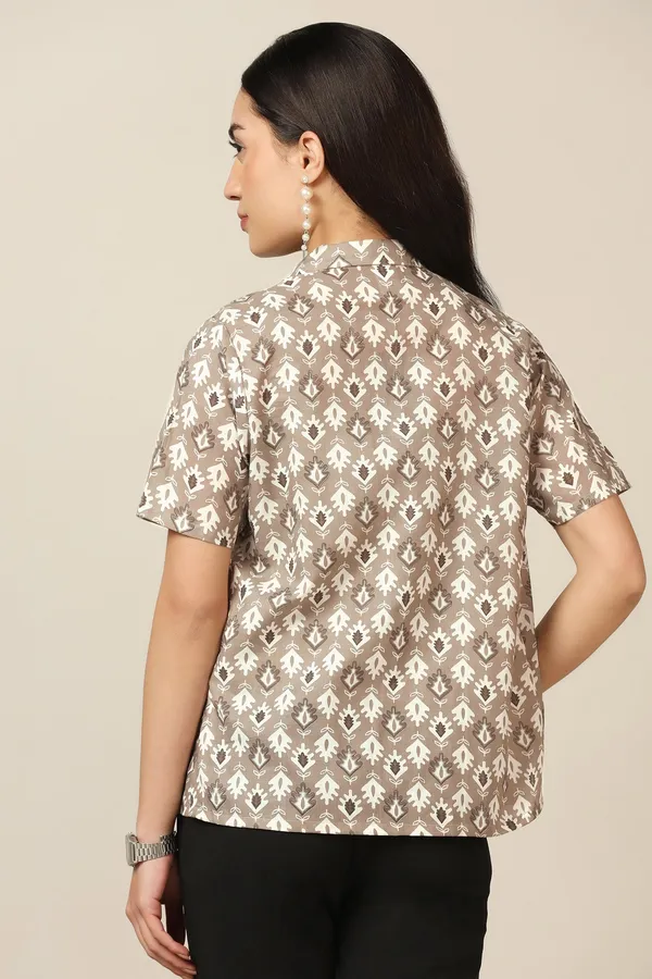 Light_Grey_Cotton_Block_Print_Shirt_With_Spaghetti_Top_For_Women