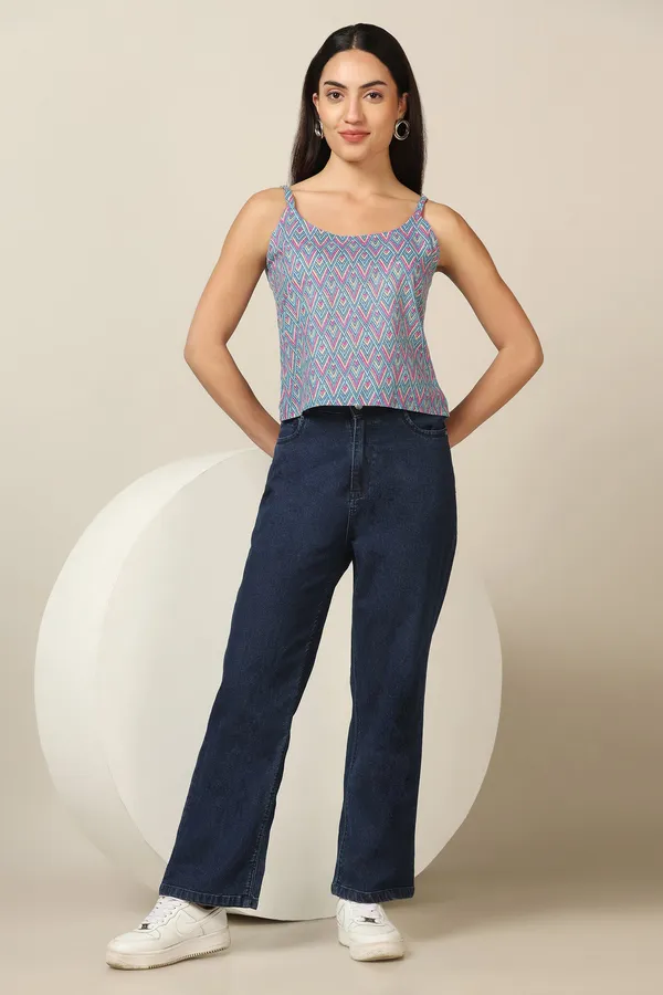 Sky_Cotton_Floral_Print_Shirt_With_Spaghetti_Top_For_Women