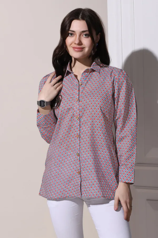 Grey_Cotton_Block_Printed_Shirt_Style_Top_For_Women
