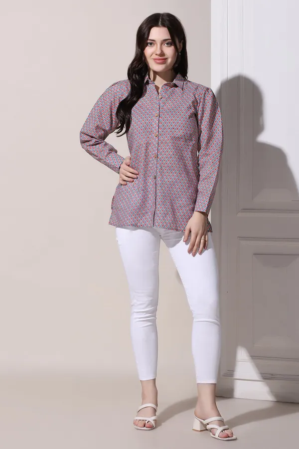 Grey_Cotton_Block_Printed_Shirt_Style_Top_For_Women