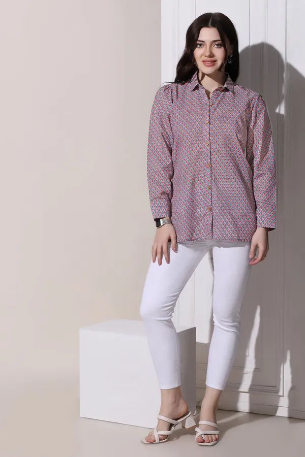 Grey_Cotton_Block_Printed_Shirt_Style_Top_For_Women
