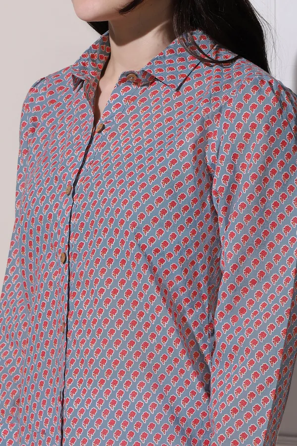 Grey_Cotton_Block_Printed_Shirt_Style_Top_For_Women