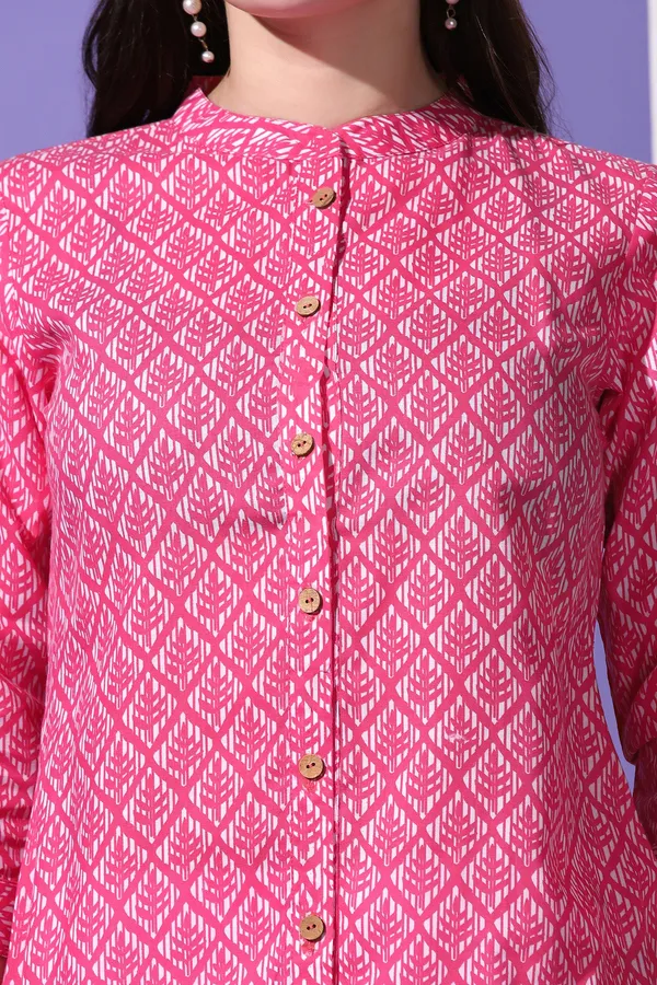 Pink_Cotton_Block_Printed_Shirt_Style_Top_For_Women