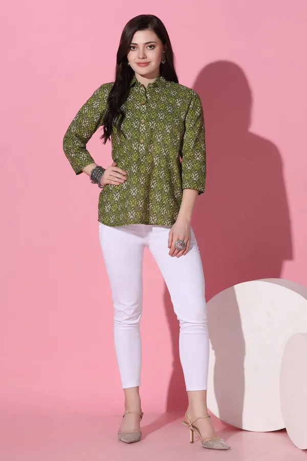 Mehendi_Cotton_All-Over_Printed_Shirt_Style_Top_For_Women