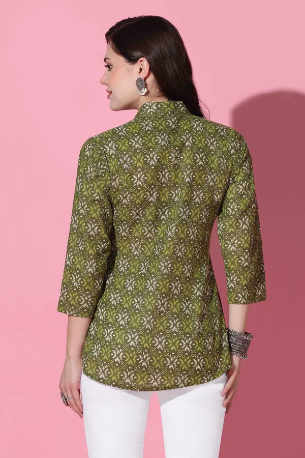 Mehendi_Cotton_All-Over_Printed_Shirt_Style_Top_For_Women