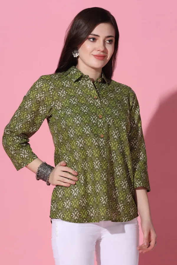 Mehendi_Cotton_All-Over_Printed_Shirt_Style_Top_For_Women