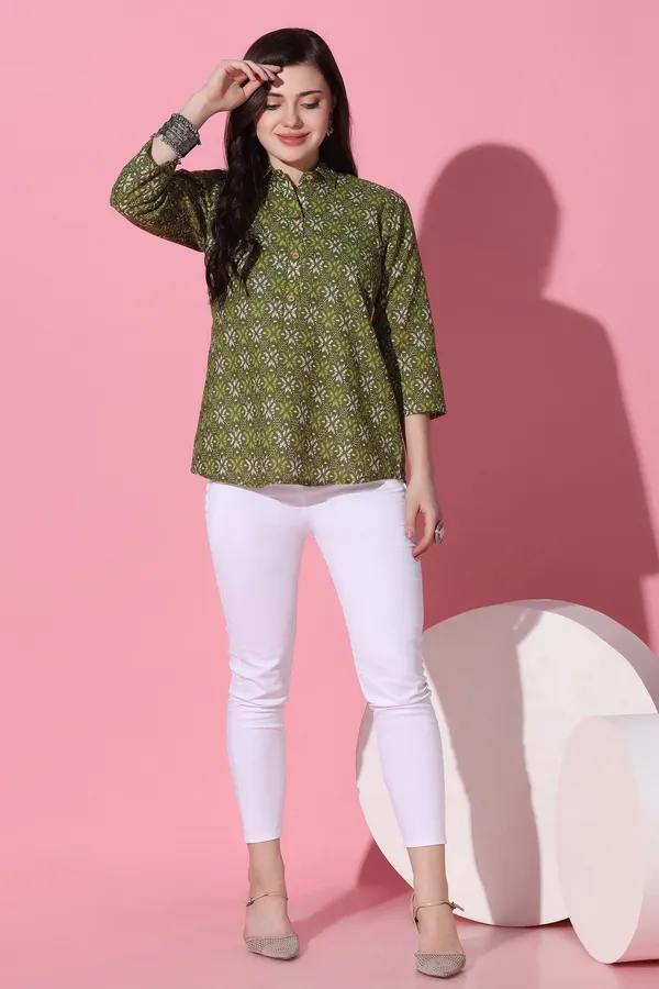 Mehendi_Cotton_All-Over_Printed_Shirt_Style_Top_For_Women