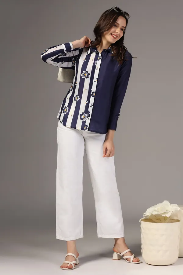 Navy_Blue_Muslin_One_Side_Printed_Regular_Fit_Women_Shirt_For_Women