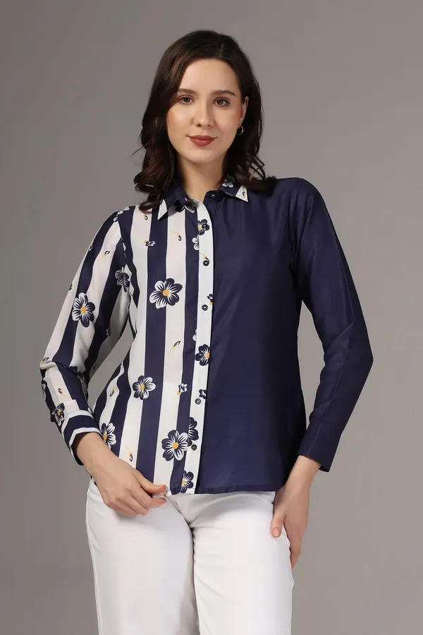 Navy_Blue_Muslin_One_Side_Printed_Regular_Fit_Women_Shirt_For_Women